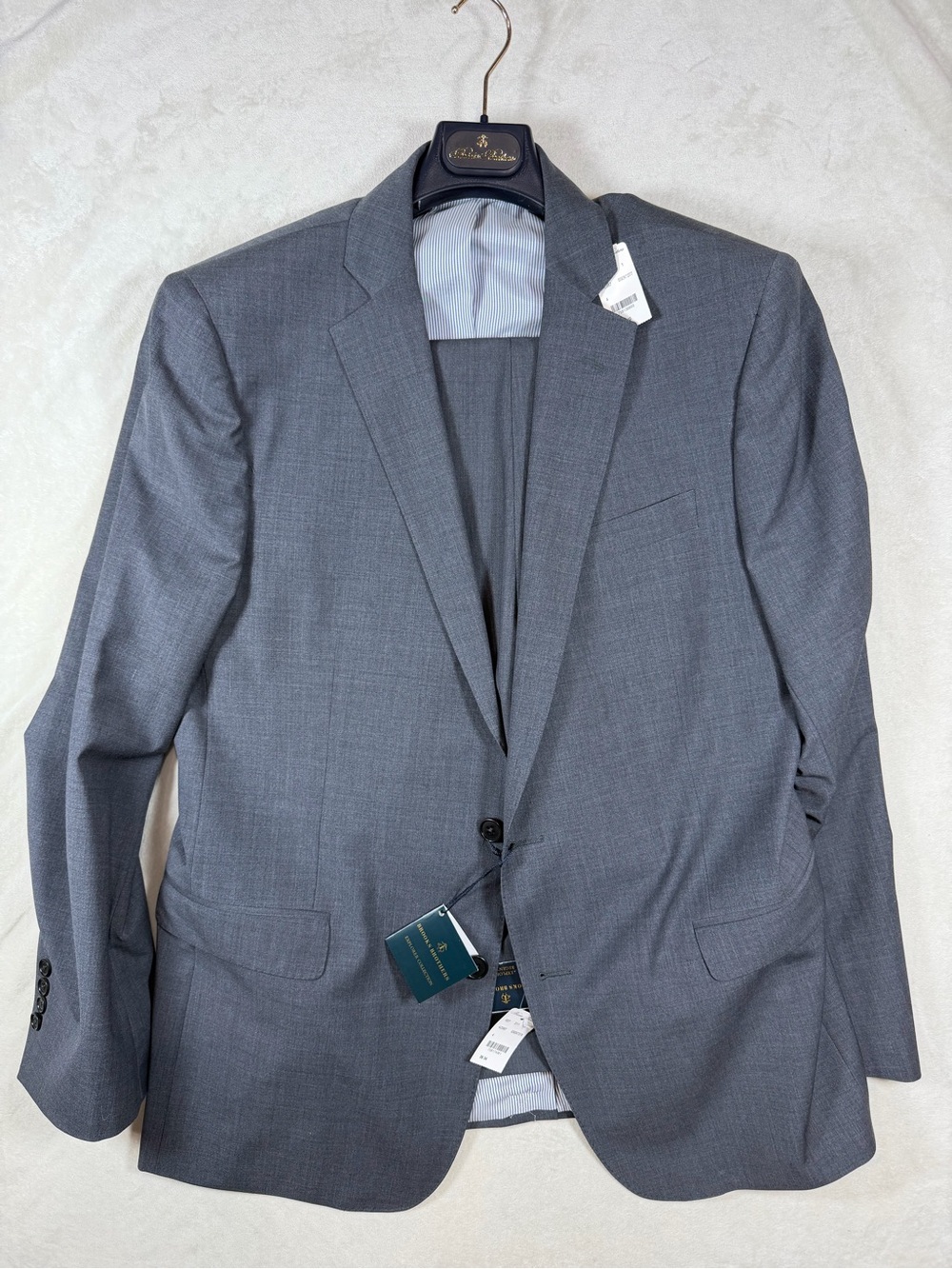 NWT Brooks Brothers Explorer 44L 36W 34L Gray Wool Single-Breasted Suit $$$